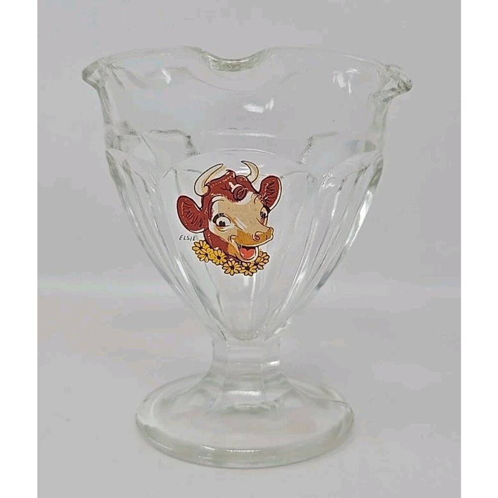Vintage Elsie The Cow Borden Dairy‎ Sundae Ice Cream Parfait Glasses U233